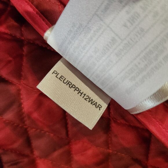 Burberry London Womens Size US 10 UK 12 Quilted Red Belted Button Up Jacket - Picture 14 of 16
